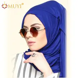Хиджабы для женщин мусульманский хиджаб двойной стрейч тюрбан-Джерси хлопчатобумажная накидка коричневый головной платок прямоугольный