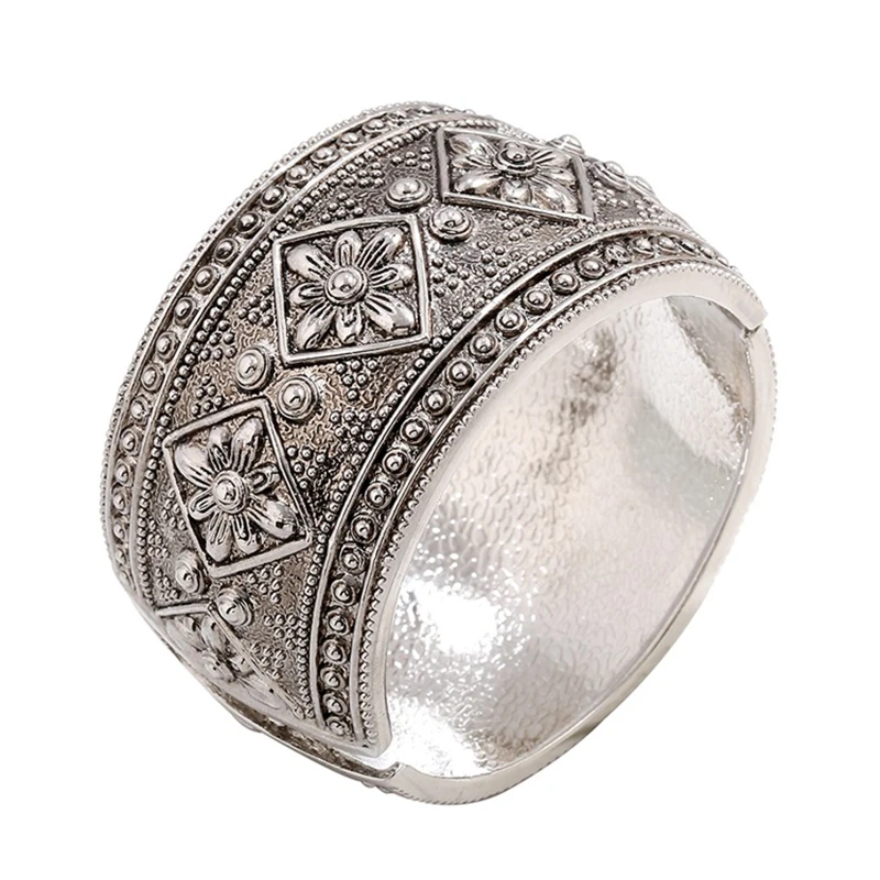 Vintage open bangle Wide bracelets for women fashion Flowers cuff
