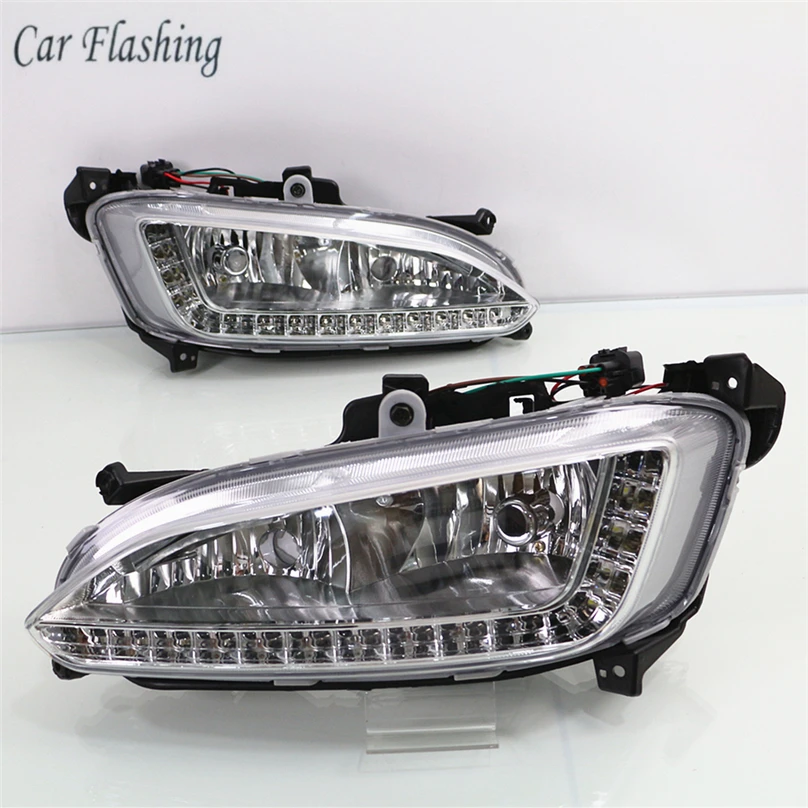 CarFlashingForHyundaiSantaFeIX45201320142015LEDDRLDaytime