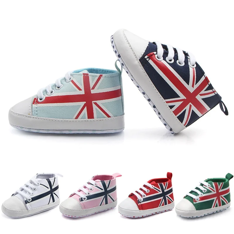 

New Spring Autumn Baby Shoes New M Word Flag Front Tie Baby Non Slip Toddler Shoes Baby Crib Shoes Soft First Walkers