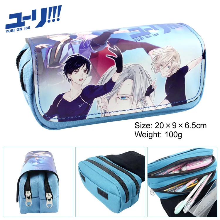 Large Capacity Pen Bag Yuri on Ice Anime Pencil Cases Double Zipper Purse Gift Kids Boy Girl Leather Wallets Large Capacity Pen Bag Yuri on Ice Anime Pencil Cases Double Zipper Purse Gift Kids Boy Girl Leather Wallets