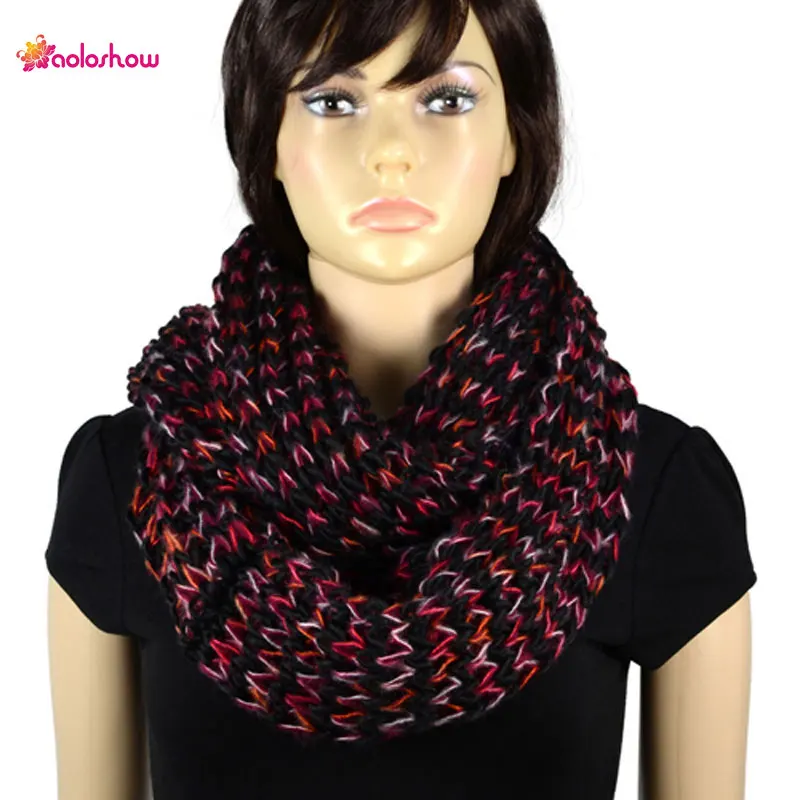 AOLOSHOW Women winter Scarfs Necklace circle crochet scarves infinity