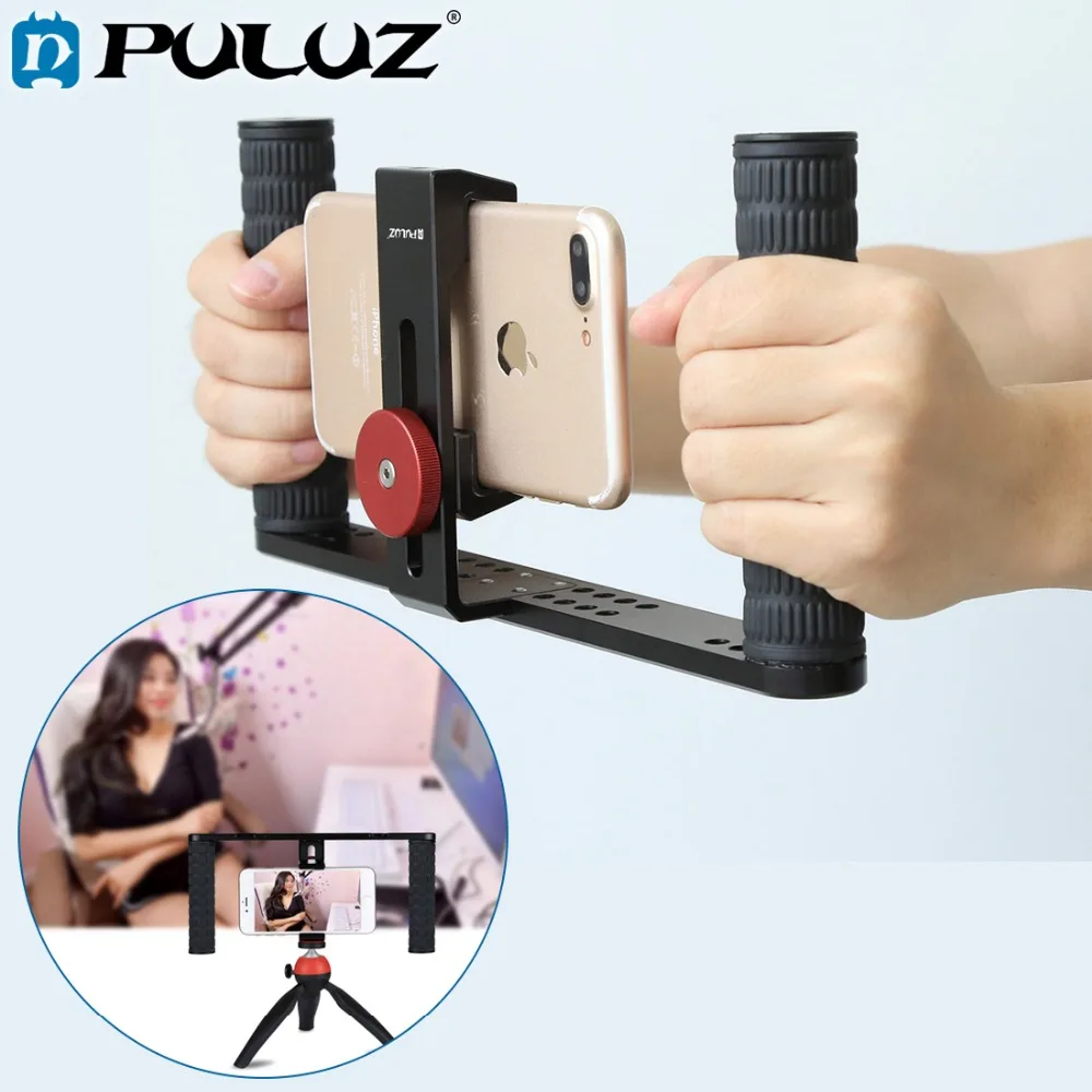 PULUZ Dual Handheld Filmmaking Recording Vlogging Video Smartphones Rig