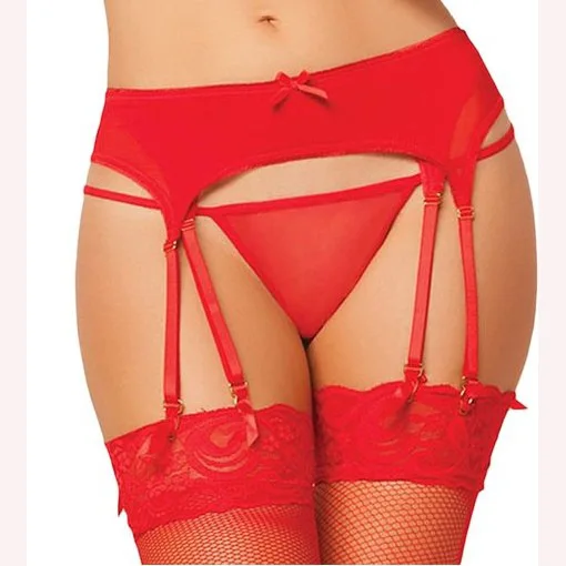 Цветочные кружева сексуальные подвязки пояса наборы стиль женские сексуальные трусики черного прозрачного размера плюс подвязки пояса DW006 - Цвет: Red