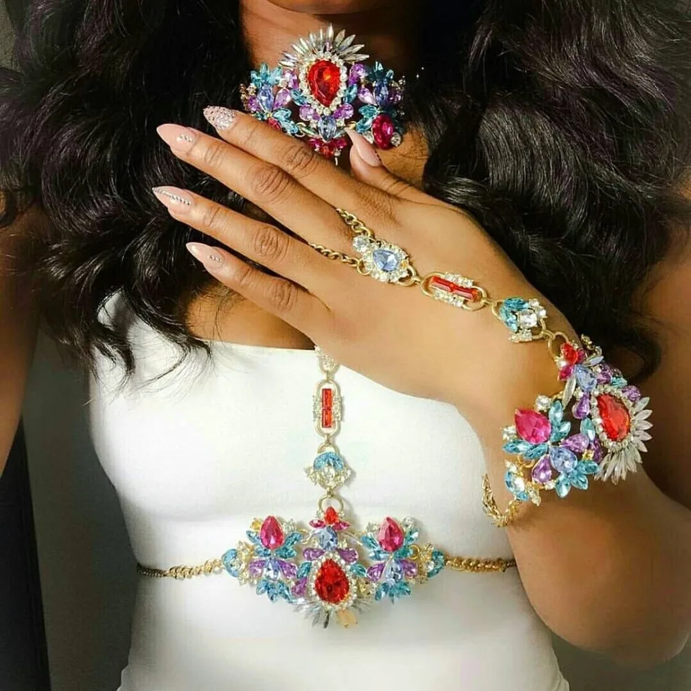 

Miwens 2019 New Fashion Colorful Flower Crystal Sexy Body Chain Charm Necklace Boho Luxury Bijoux Vacation Party Statement A527