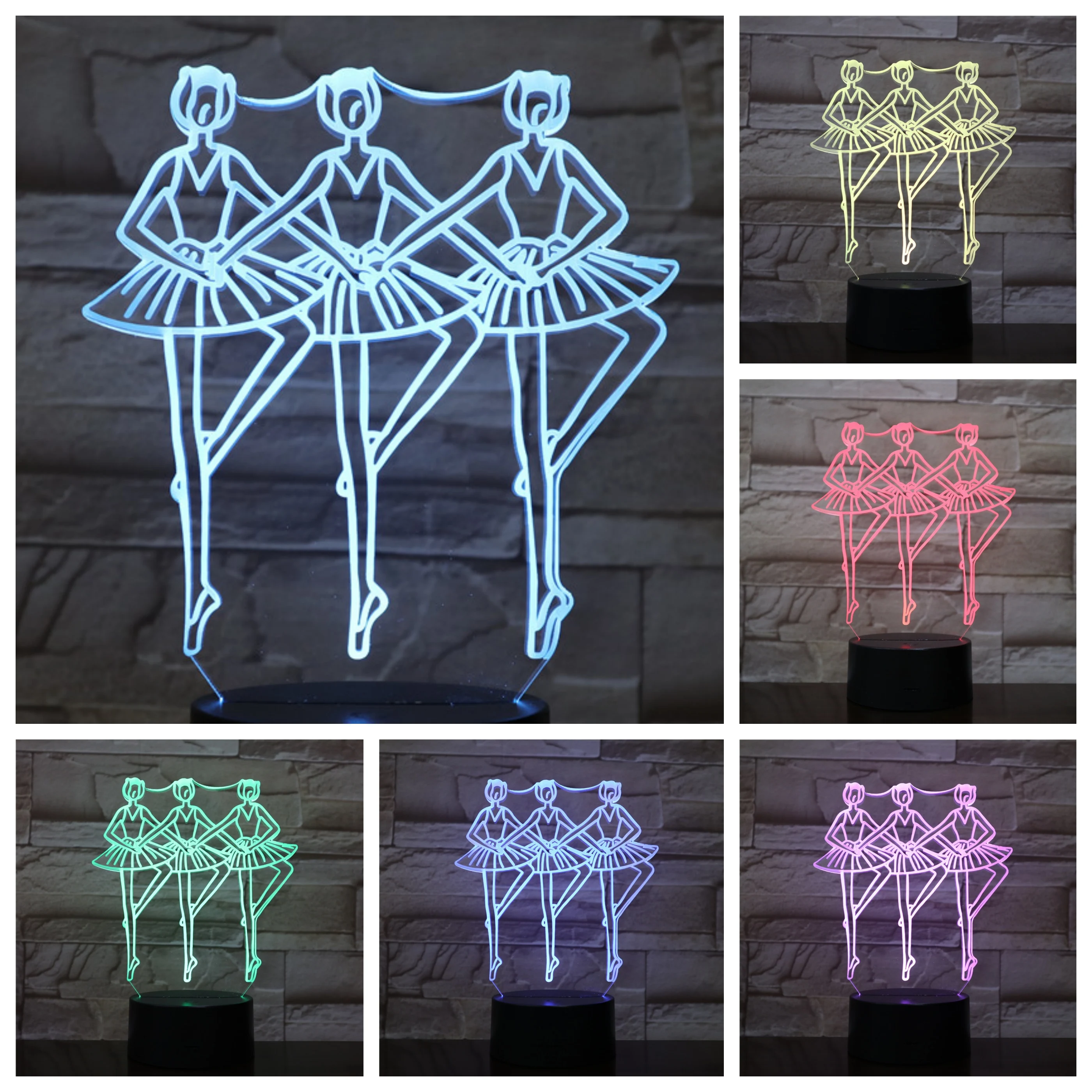 

Ballet Figure 3d Led Lamp Bedside Multicolor Rgb Decorative Light Girl Childrens Kids Gift Balletto Usb 3d Led Night Light Table