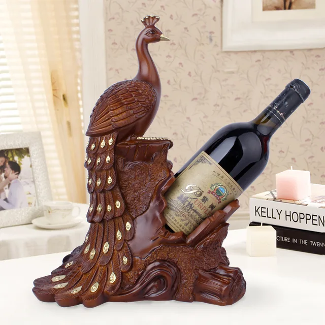 resin sculpture Wine Rack decoration figurine Animal peacock wine