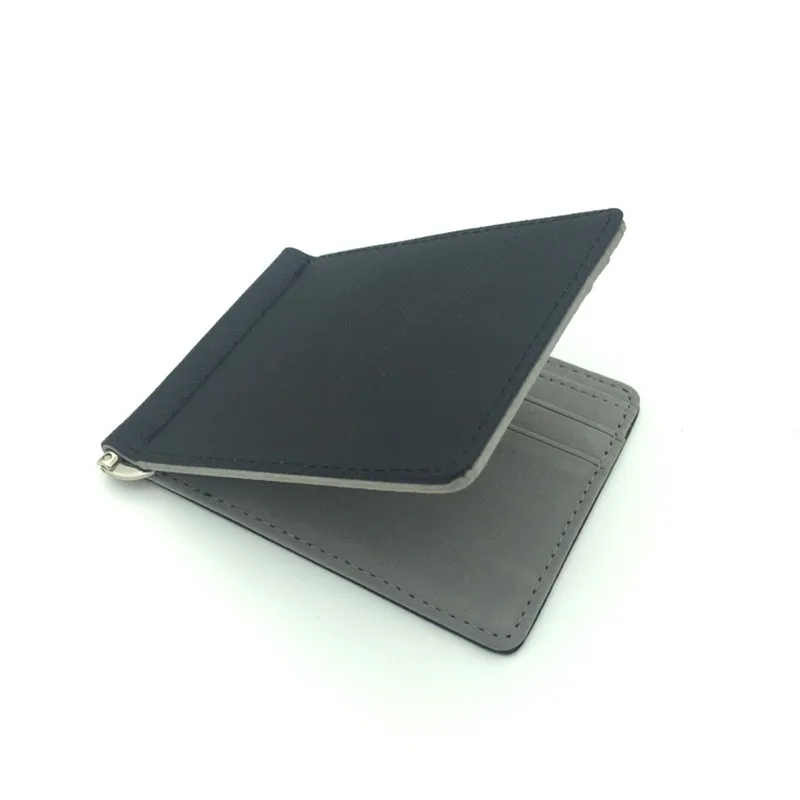 Money Clip Wallets Leather For Men Women Solid Metal Clamp Cash Holder Slim Purse Billfold Credit Card Case credit card holder id card holder synthetic leather wallet metal money clip