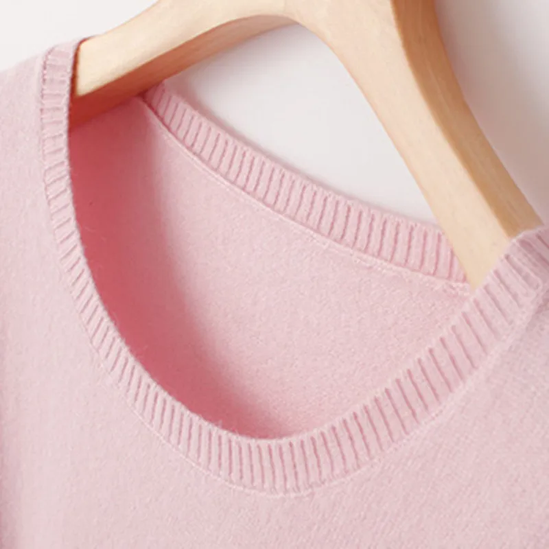 Spring Winter O-neck Cashmere Wool Sweater JECH Autumn Women Solid Big Long Sleeve Pullovers Jumper Knitted Sweaters Plus Size