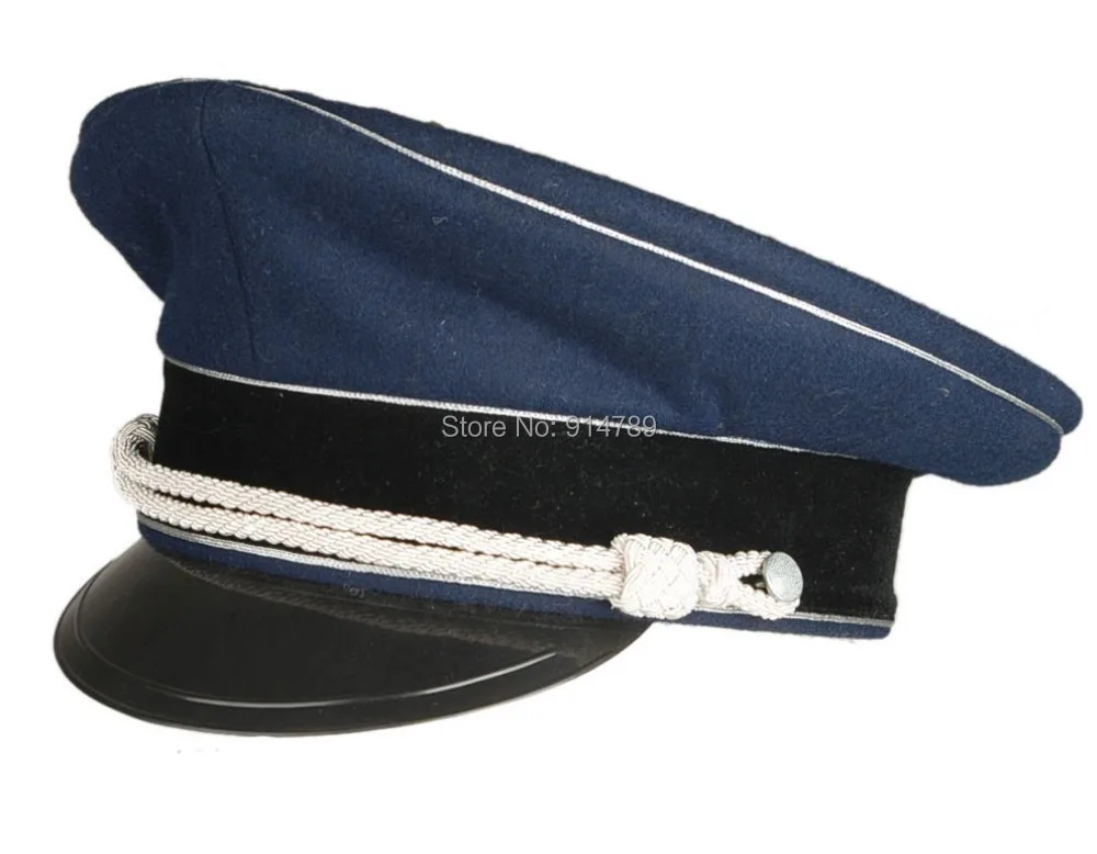 

WWII GERMAN LUFTWAFFE OFFICIER WOOL CRUSHER CAP WITH SILVER CHIN CORD L-34126