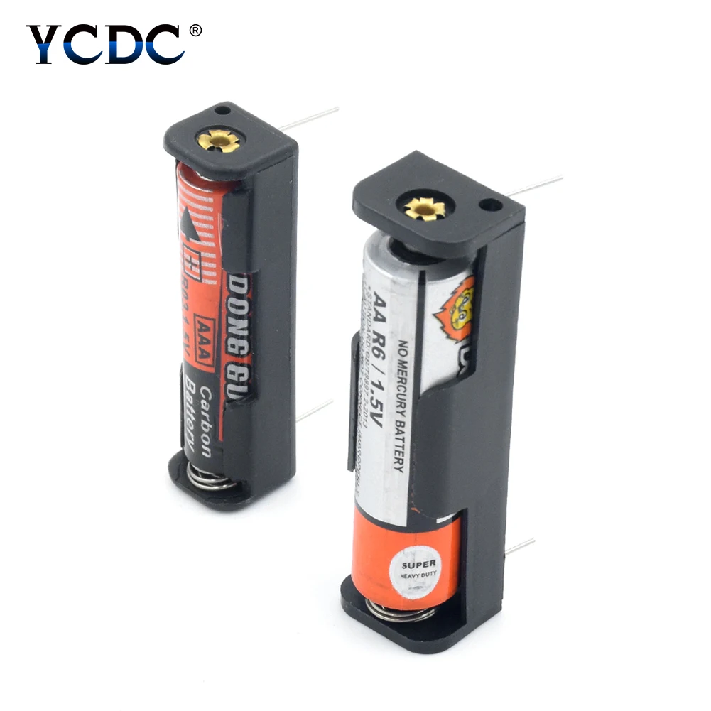 

New ABS Plastic AAA AA Battery Storage Case Box Holder 1 Slot Container With Long Pin For 1x AAA 1x AA Rechargeable Batteries