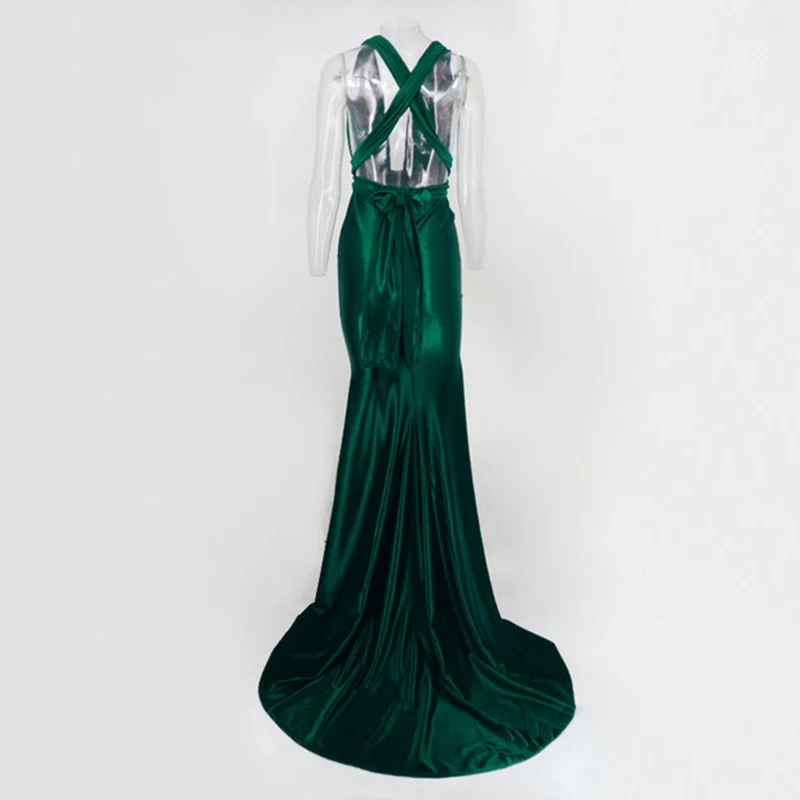 DRESSMECB зимние пикантные однотонные без рукавов длинное платье Для женщин V образным вырезом спинки макси Вечерние Клубные платья осенью носить облегающее Vestido
