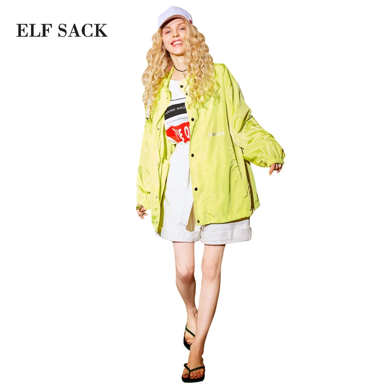 Женское длинное пальто ELF SACK с высоким воротом повседневные тонкие куртки