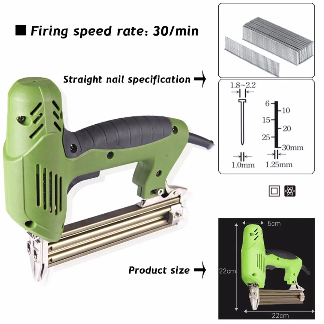 Electric Staple Straight Nail 10-30mm Special Use 30/min Woodworking Tool Green