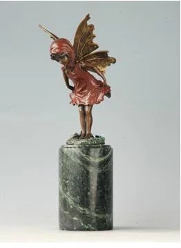 

ATLIE BRONZES Europe Style Bronze Sculpture Art Collection Casting Bronze Fairy Statue Birthday Gifts Elf Across River