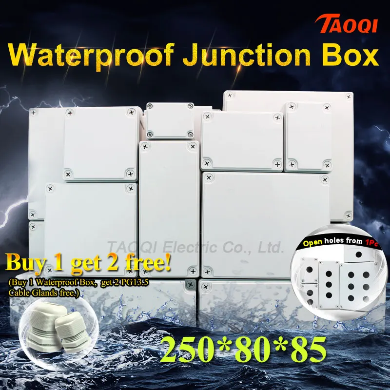 

1Pcs 250x80x85 Waterproof Junction Boxes Electrical Connection Outdoor Plastic Enclosure Housing DIY Electronic Project Case