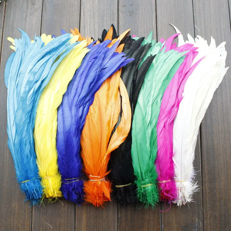 

Free shipping The100 colored feathers of a large rooster are used for the wedding party of the decorative arts centeresale Party