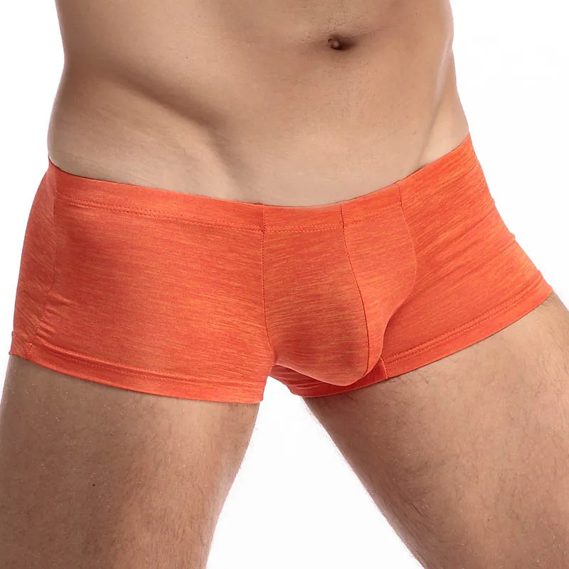 DANJIU, мужские однотонные боксеры, шорты с низкой талией, сексуальное мужское белье для геев, дышащие, мягкие, мужские трусы боксеры, u-образные, Calzoncillos - Цвет: orange