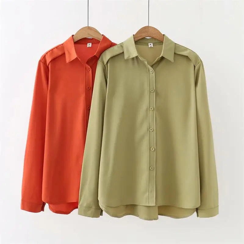 

Oversized Plus Size turn-down Collar Long Sleeve Blouse Women 2018 Solid Red Shirt Spring & Autumn Ladies Tops 4XL