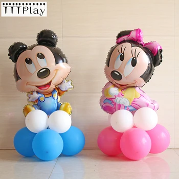 

17pcs/lot Cute Mickey Minnie Mouse Upright Foil Balloons Baby Shower Party 10inch Latex Helium Globos Birthday Party Decorations
