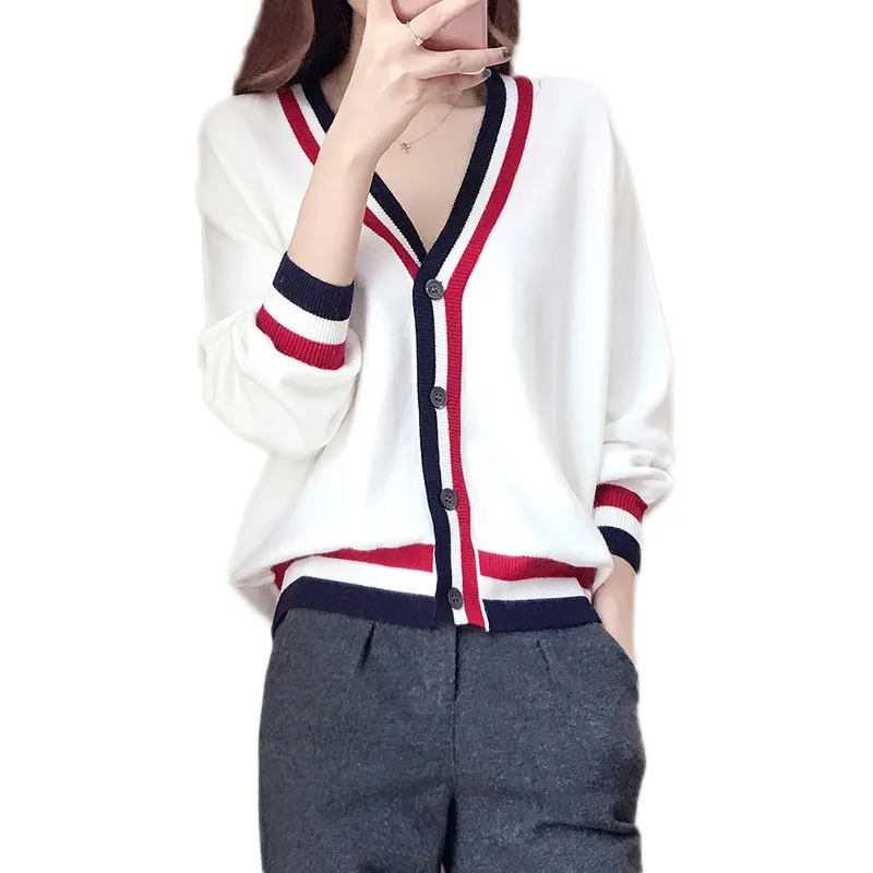 

Women Knitted Cardigan 2019 Spring New Korean Version Of The Loose Wild Knitwear Coat Autumn Casual Fashion Ladies Sweater Lj356