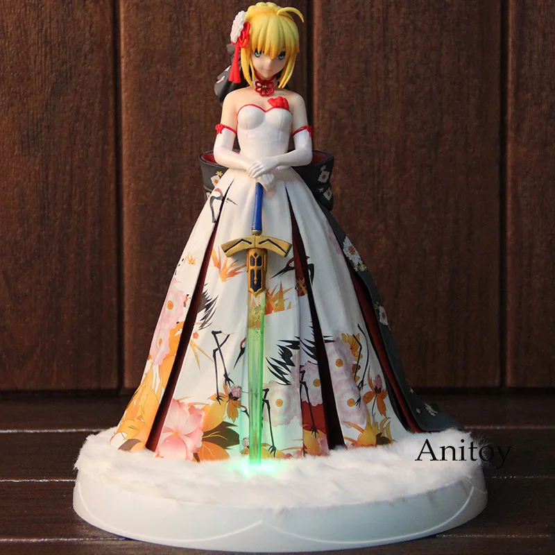 

Action Figure Anime Fate Stay Night Saber Arturia and Altria Artoria Pendragon Kimono Ver. with LED Base Model Toys