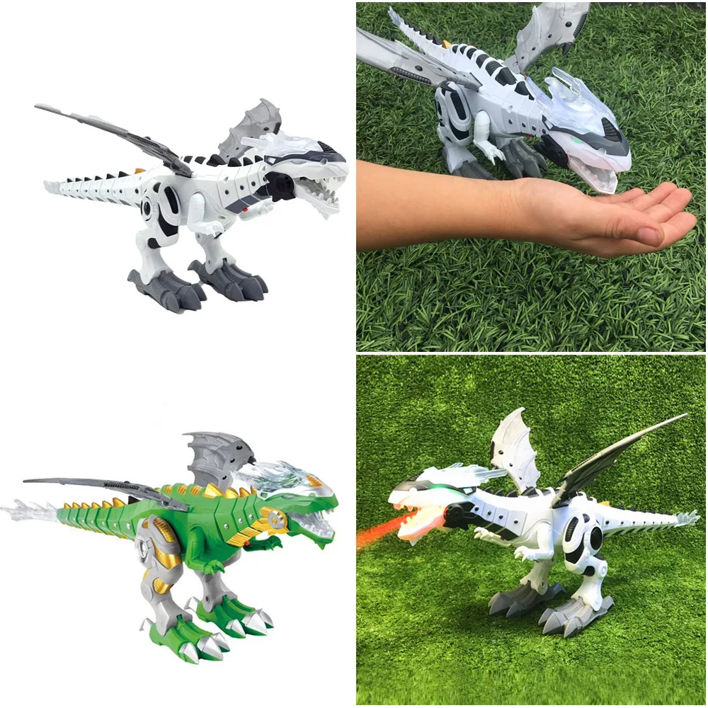 

Electric Dinosaurs Model Kit Kids Walking Spray Swing Robot Toy Electronic Animal Model with Light Sound Toys For Children