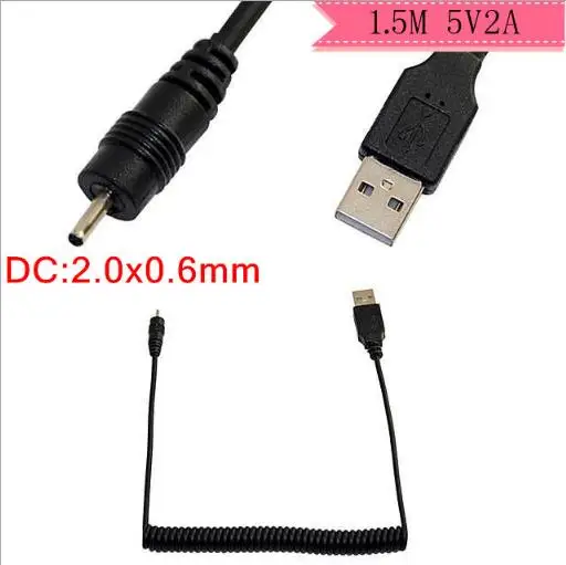 

USB to DC2.0 mobile phone charging line small head Bluetooth headset round hole line 5V 2A spring line 1.5 meters
