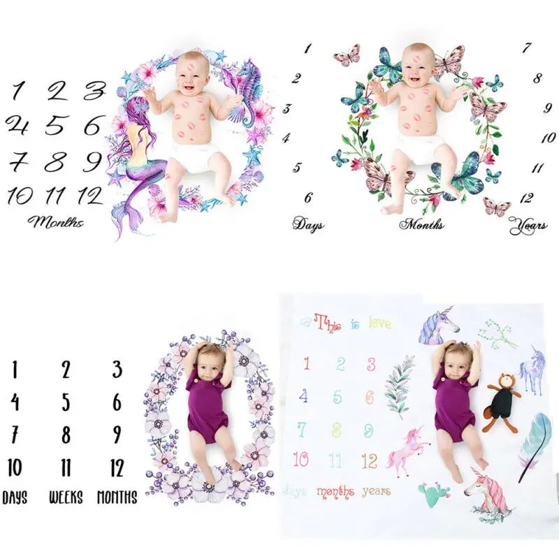 

Angel Wings Children's Photo Blanket New Baby Girl Boy Floral Cotton Blanket Milestone Photography Photo Prop Shoots