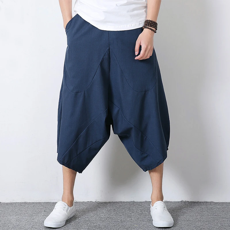 AELFRIC плюс Размеры белье китайский Стиль Тай Чи Кендо айкидо и рисунком «кунг-фу» Спортивная Для мужчин летние штаны для повседневной носки уличная мужские джоггеры TR16 - Цвет: Синий
