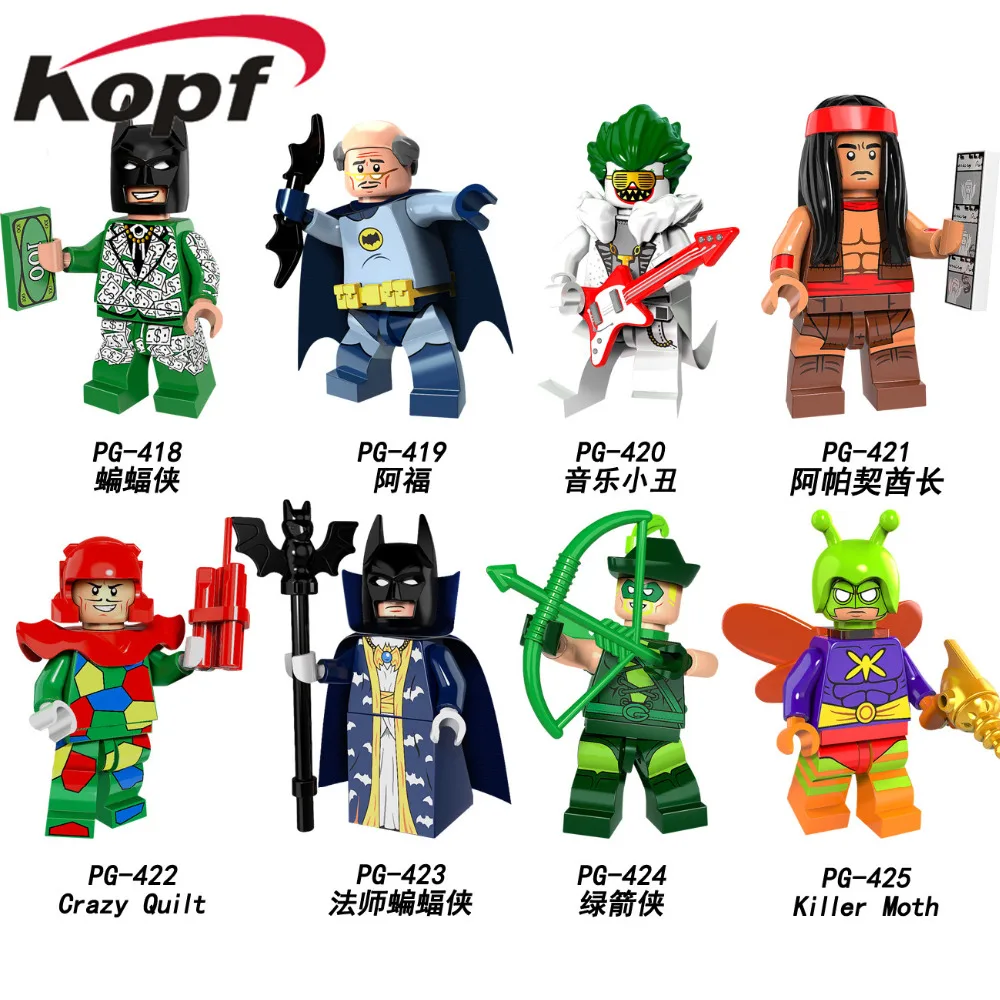 

PG8110 Super Heroes Batman Alfred Killer Moth Green Arrow Crazy Quilt Building Blocks Action Bricks Learning For Children Toys