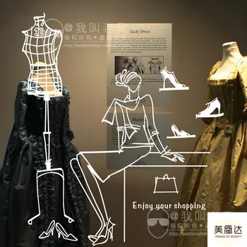 

Hanger model post/shop window design clothing store layout wallpaper/shoe store decoration glass sticker free shipping