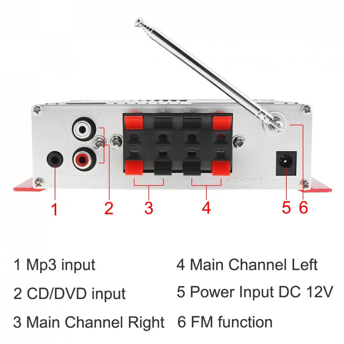 Kentiger DC12V 5A 4CH Hi Fi автомобильный аудио усилитель мощности fm радио плеер Поддержка SD
