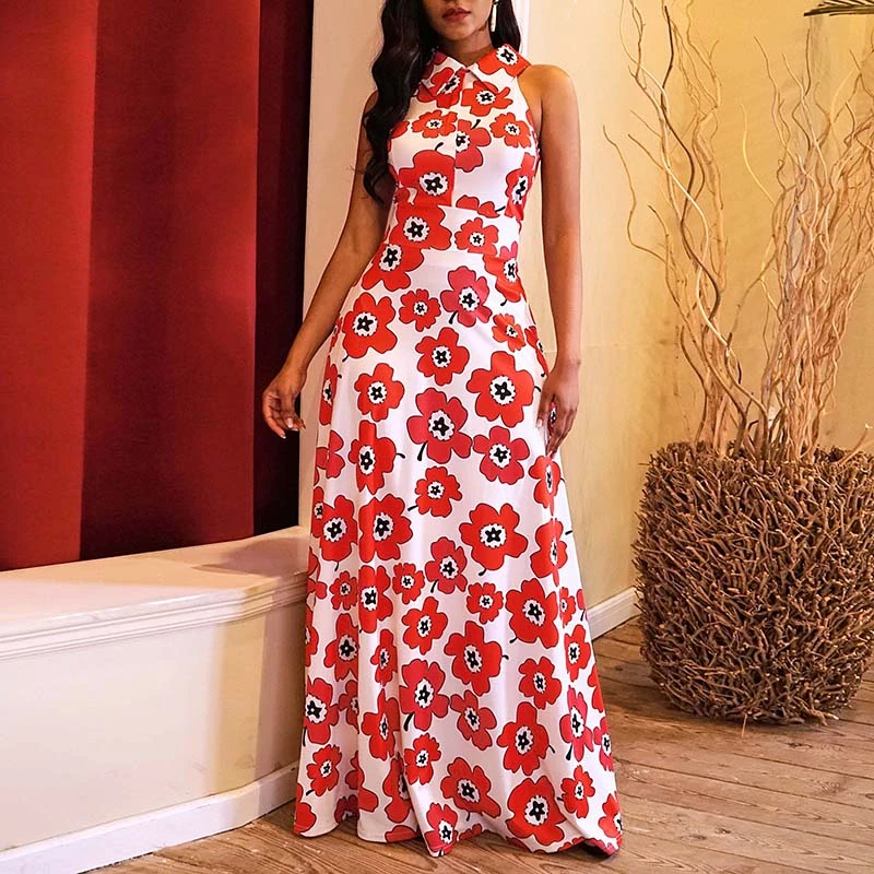 Mujeres Maxi vestidos Casual dulce fiesta grande Oficina señora Aline solapa alta cintura Floral estampado femenino vestido moda| Vestidos| - AliExpress