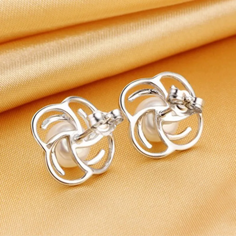 TZ4167E 925 Sterling silver stud earring for women with natural freshwater pearls fine jewelry (9)