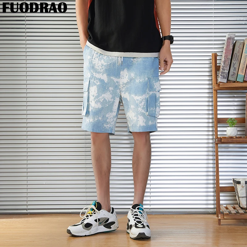 FUODRAO Для мужчин шорты высокой уличный стиль шорты хип-хоп Уличная Для мужчин хлопок летний корейский мужские шорты кэжуал 5XL D064
