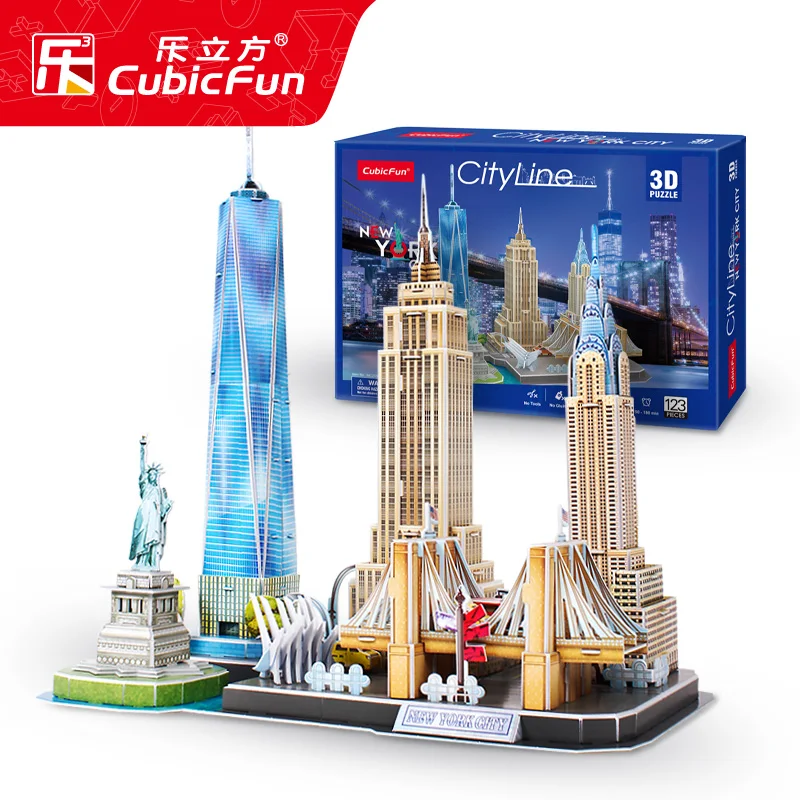 

Educational toy 1pc CubicFun Empire State Building Statue of Liberty Brooklyn Bridge 3D paper jigsaw puzzle model building