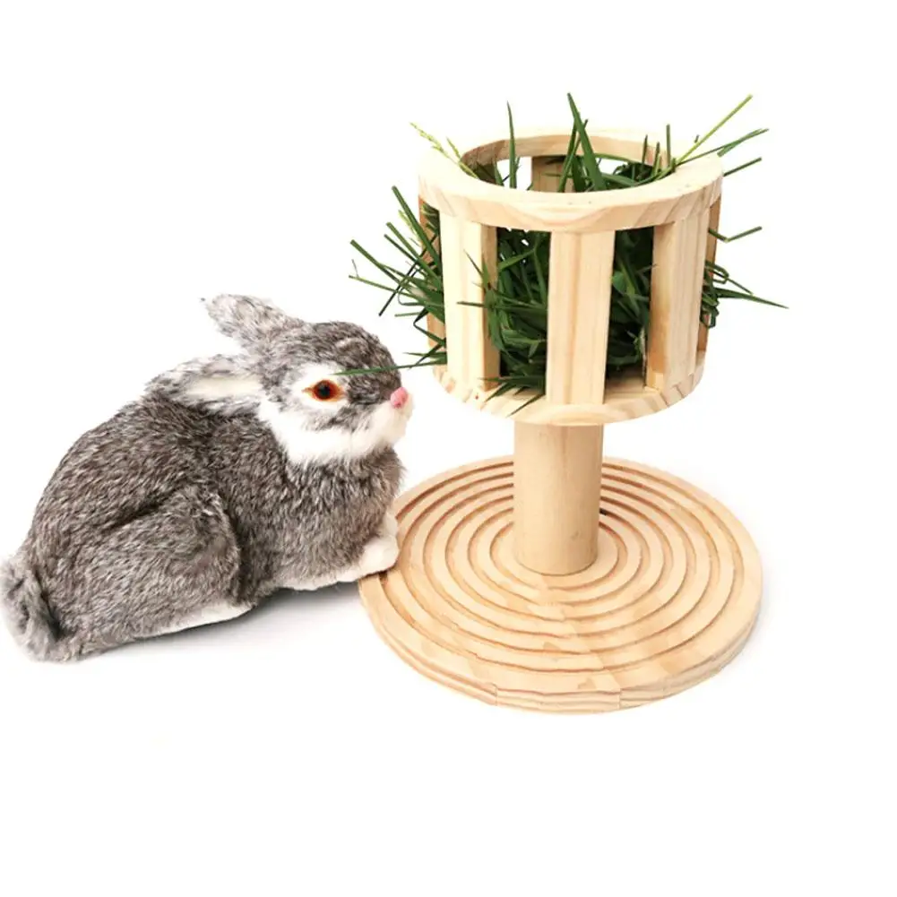 Hay Manger Rabbit Wooden Hay Holder Food Bowl Pet Diy