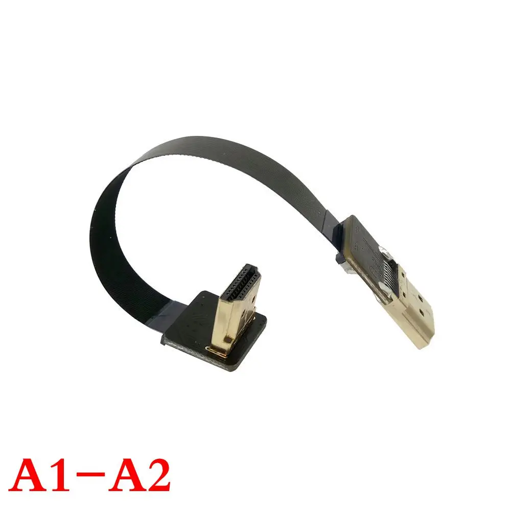 FPV HDMI Type A Male & Female to Down & UP Angled 90 Degree HDTV FPC Flat Cable for Multicopter Aerial Photography 10cm-100cm