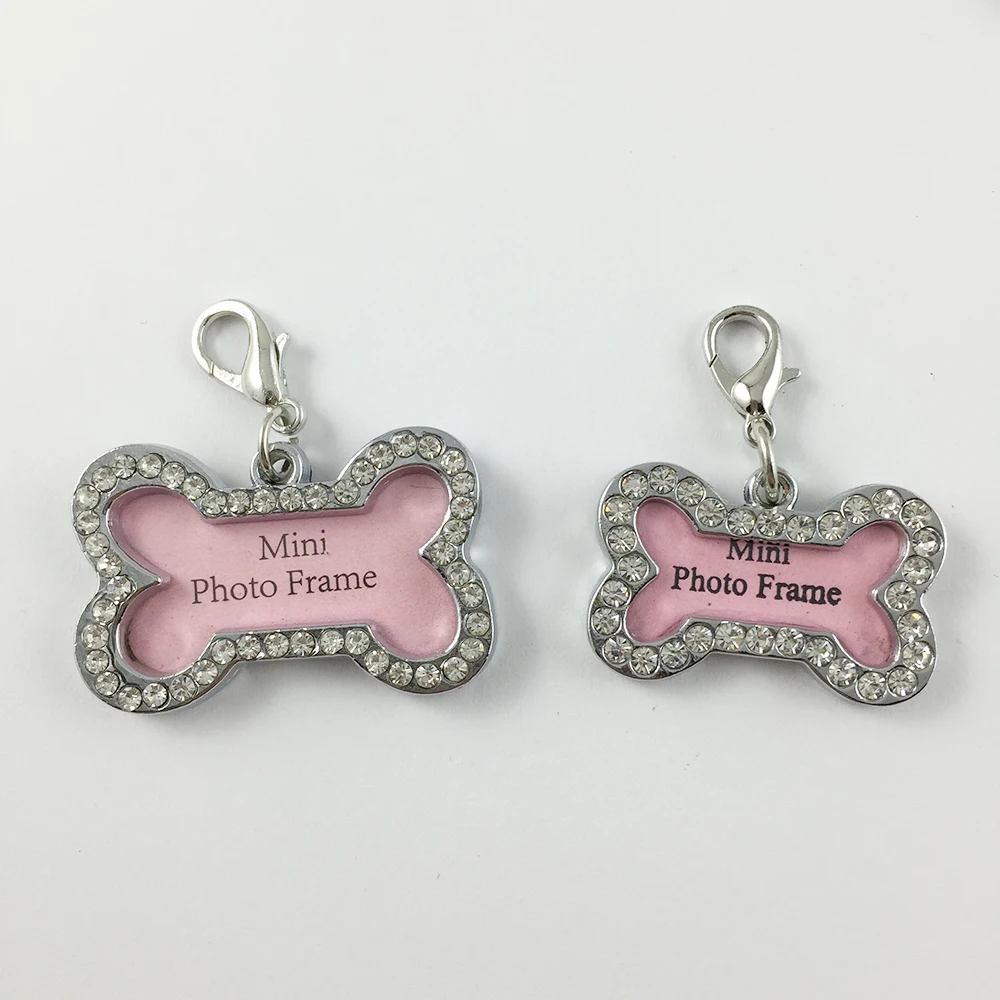 600 pcs/lot Customized Personalized ID Bone Shaped Dog Cute Rhinestone