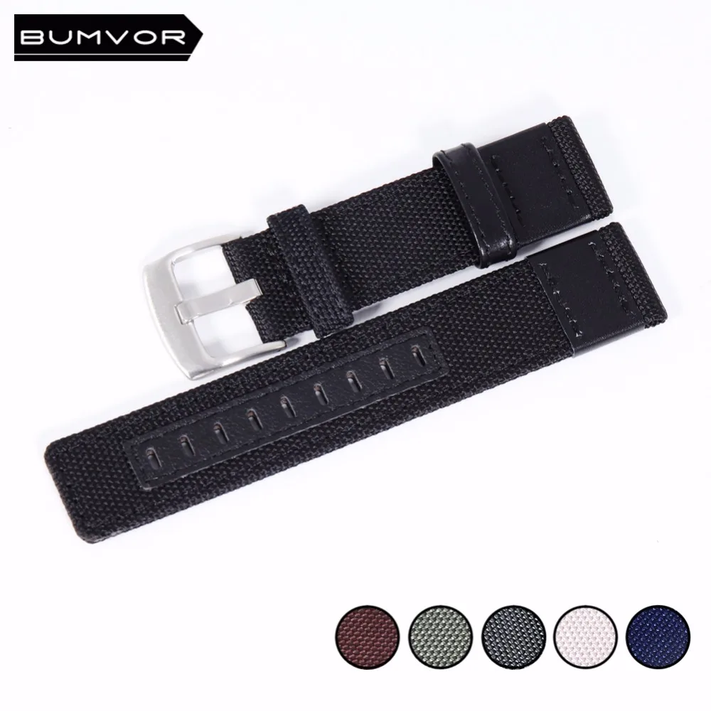 

Hot Sale 20mm 22mm 24mm Canvas Nylon and Leather Strap for Samsung Galaxy Watch Quick Release Strap Steel Buckle Strap