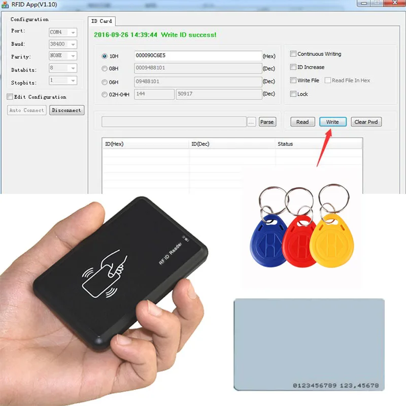 

125 khz ID EM4100 kaartlezer schrijver cloner copier programmeur copy clone met lege beschrijfbare keytag t5577 of 5200