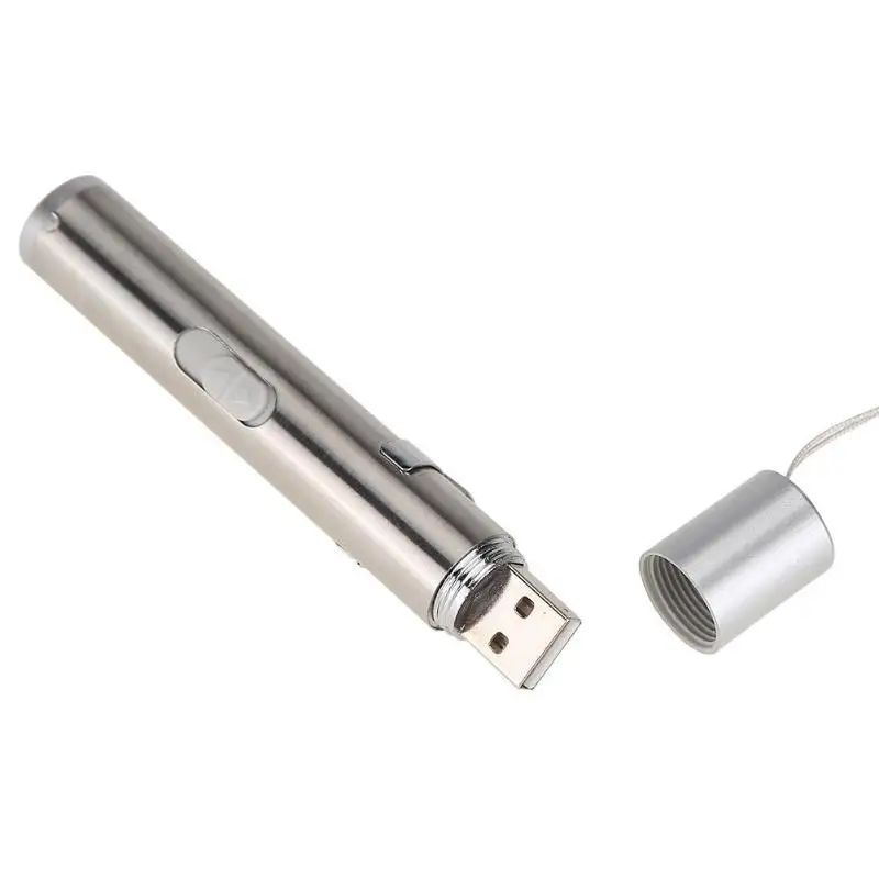 2 в 1 USB перезаряжаемая мини красная указка ручка с белым светодиодный фонарик