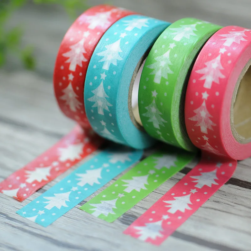 2017 New 1x Colorful Christmas Trees & Polka Dots Patterned Japanese