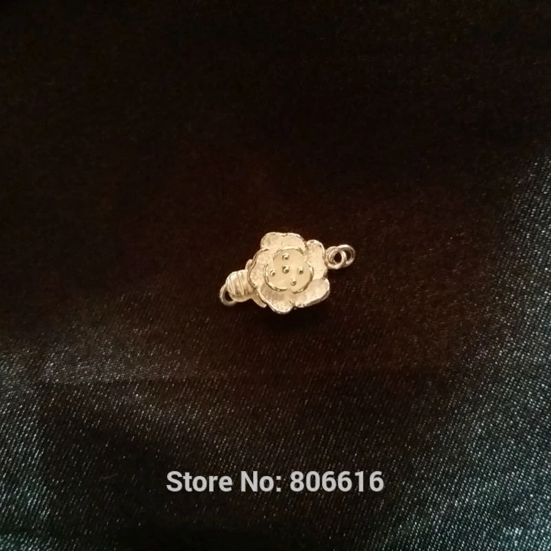 

" Fake One Penalty Ten " 9*14MM 3Pcs Flower S925 Sterling Silver Jewelry Necklace Clasps & Hooks Jewelry Findings