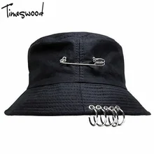 [Timeswood] бренд Для мужчин Для женщин рыбак шляпа хип-хоп шапки черный унисекс летние пляжные однотонные новые в стиле панк с кольцо Панамы для женщин