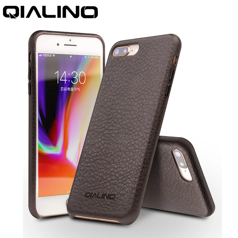 QIALINO for iPhone 7 8 Plus X Case Cover Genuine Leather