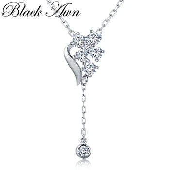 

[BLACK AWN] 925 Sterling Silver Jewelry Heart Elegant Necklaces Pendants Female Bijoux Lover's Gift K020