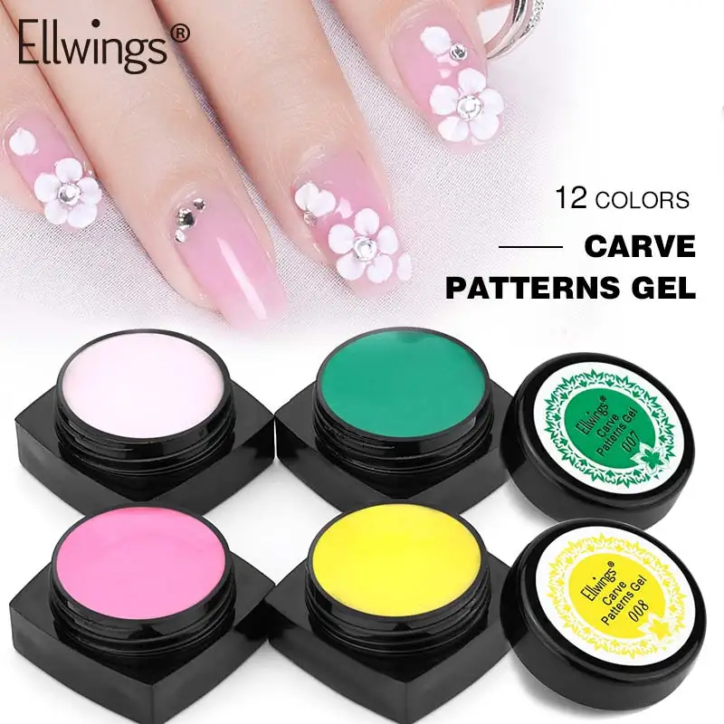 

Ellwings New 3D Carved Patterns Gel DIY Bright Colors Sculpture Nail Art Decoration Soak Off UV Gel Nail Art Modelling Manicure