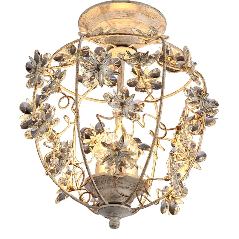 

FLOWER bedroom crystal ceiling lamp creative circular corridor cloakroom light White Retro lamp hanging lamp lighting ZA825